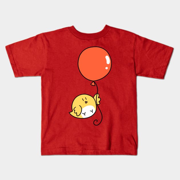 Orange Balloon Yellow Bird Kids T-Shirt by saradaboru